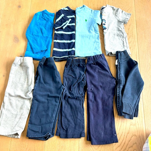 3T BOYS LOT PANTS, TEES AND SWEATER.  GAP. OLD NAVY. POLO.  LESS THAN $3 EACH - Picture 1 of 3